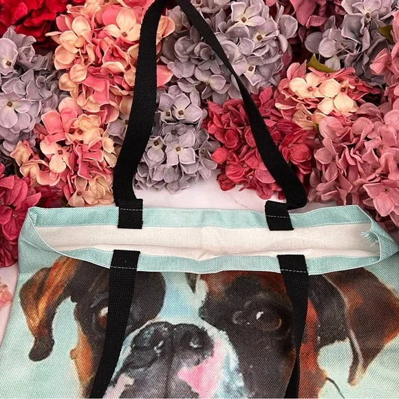 Eco-Friendly Handsome Brown and White Boxer Dog Folding Tote Bag - Picture 10 of 13